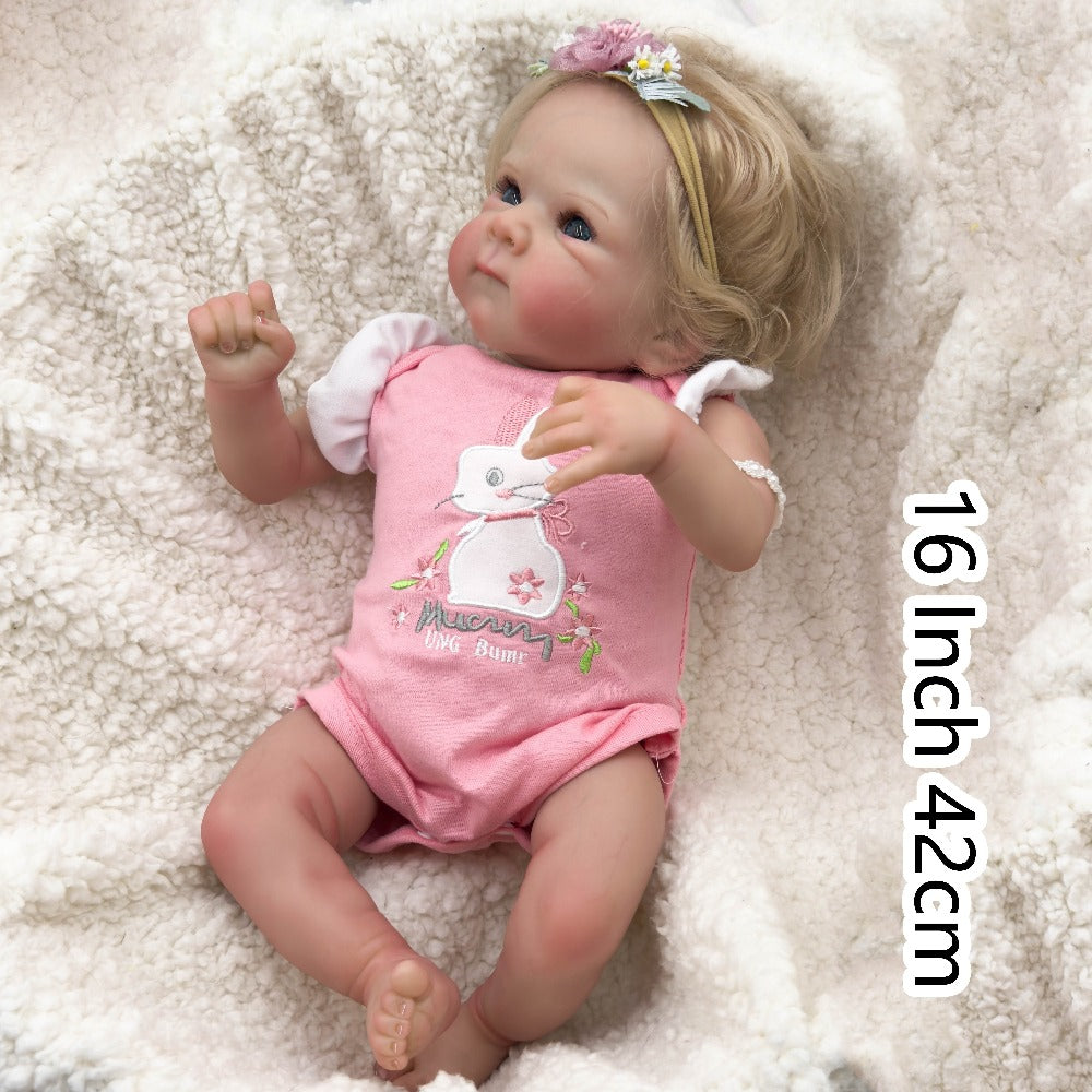 16-Inch Reborn Baby Doll with Rooted Hair and Soft Cloth Body
