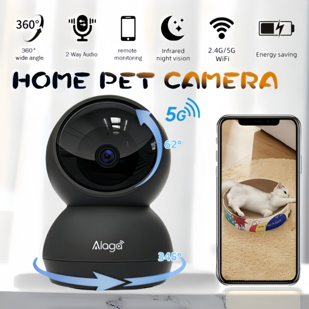 2K 4MP Indoor Security Camera 360° Full View, Dual Band 5G/2.4G WiFi, AI Motion Detection, Night Vision, Two-Way Audio, App Monitoring – Home & Office Surveillance