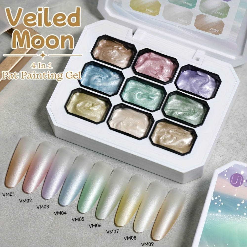4-in-1 Pat Ombre Gel Nail Polish 9 Colors Gradient Stamping Painting Rub Powder – Solid Varnish for DIY French Manicure & Salon Nail Art, Chrome Glitter Effect for Women by UR SUGAR