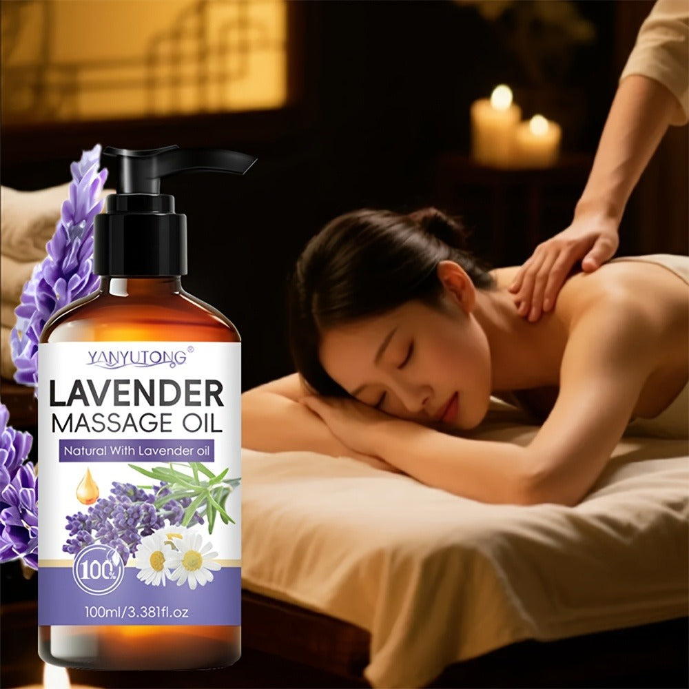 Lavender Massage Oil for Body 3.38oz — Natural Nourishing & Hydrating Formula for All Skin Types, Calming Aromatherapy, Couples Massage Oil, Gentle Non-Irritating Skincare Gift for Women