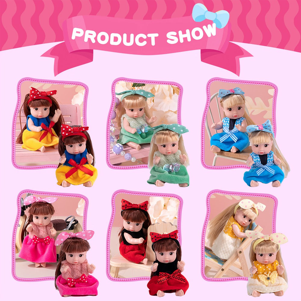 4-Inch Mini Fashion Dolls 6-Pack with Stylable Hair and Rotating Limbs