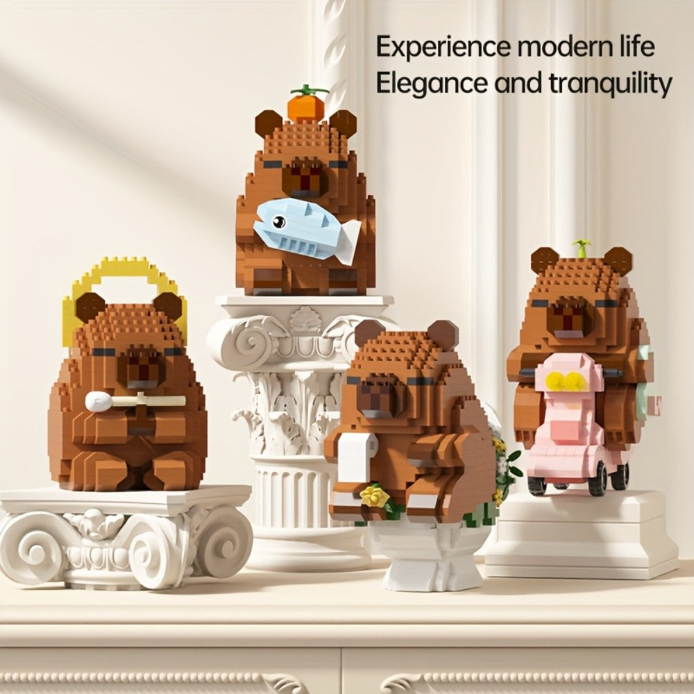 Capybara Micro Brick Scene Building Set with 4 Design Options