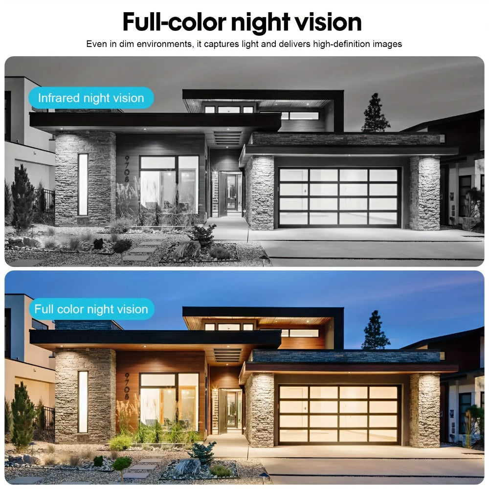 Dual Lens 3-Scene Security Camera WiFi Outdoor Indoor 355° Pan Tilt with Color Night Vision, AI Motion Sensor Alarm, Remote Monitoring, Cloud Storage & SD Card Up to 256GB – Wire-Free Home Surveillance