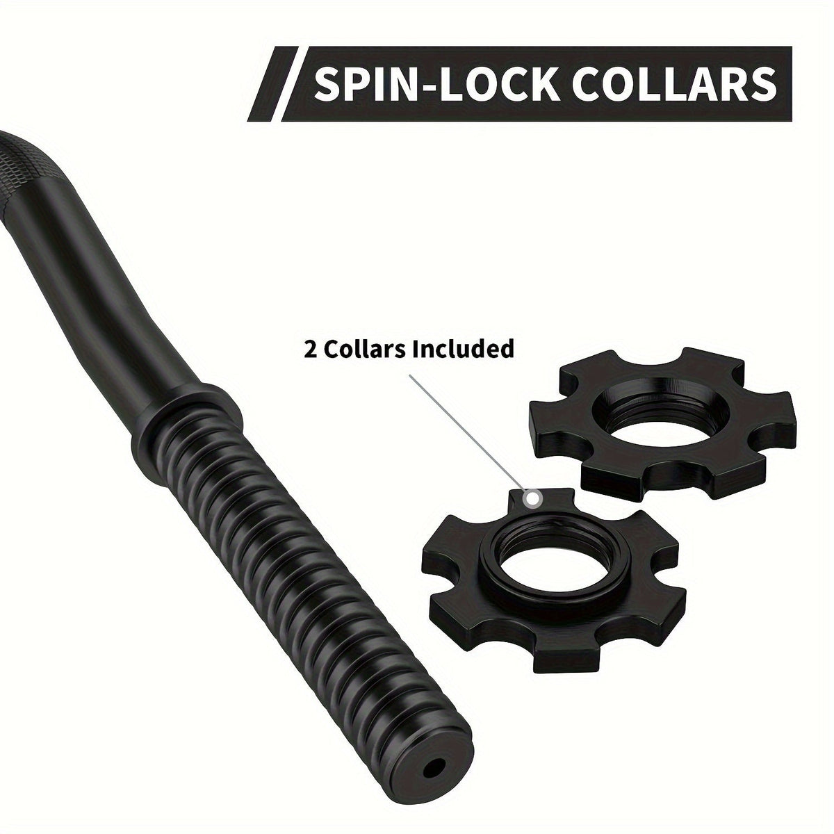 EZ Curl Bar 47" Olympic Barbell for Weightlifting Hip Thrusts Squats Lunges 1-Inch Weight Plates Home Gym with 2 Collars