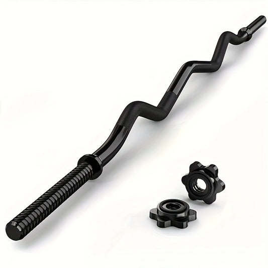 EZ Curl Bar 47" Olympic Barbell for Weightlifting Hip Thrusts Squats Lunges 1-Inch Weight Plates Home Gym with 2 Collars