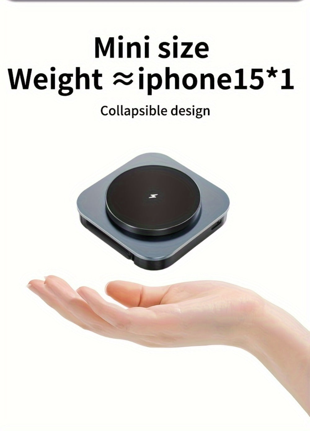 Foldable Travel 3-in-1 Wireless Charging Station 15W – Fast Charge for iPhone 17 16 15 14 13 12 Pro Max Plus, Apple Watch Ultra Series 9 8 7 6 5 4 3 2 1 SE & AirPods 4 3 2 Pro | Portable Black Charger