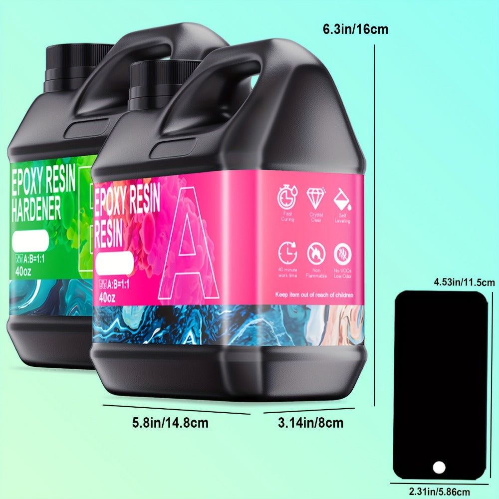 Fast-Curing Epoxy Resin Kit Low Odor Bubble-Free Non-Yellowing – 2-Part Casting Resin for Jewelry Accessories River Tabletops Crafts & Handicrafts, 32oz or 80oz