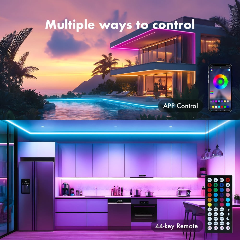 Neon Rope Lights RGB LED Flexible Strip with App & Remote Control, IP65 Waterproof, Music Sync, Cuttable, 24V Safe, DIY Neon Light for Bedroom, Gaming Room, Kitchen, Outdoor, Halloween, Christmas Decor