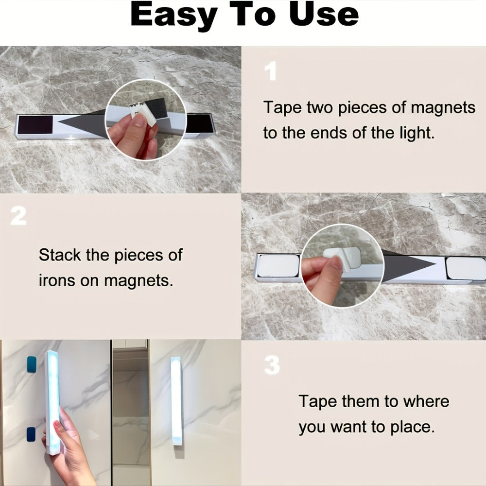 Motion Sensor Cabinet Light 6 Pack - USB-C Rechargeable LED Under Cabinet Lighting, 3 Modes Wireless Night Light with Magnetic Mount for Kitchen Closet Hallway Stairs Bedroom