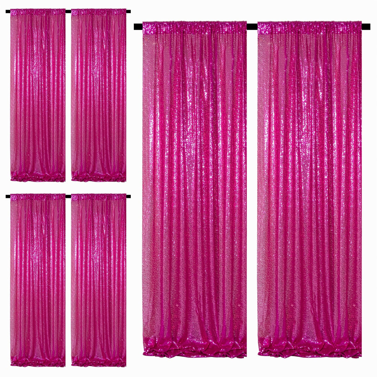Sequin Backdrop Curtains 2FTx8FT Glitter Photography Background Panels for Party Wedding Birthday Stage Decoration Gold Yellow Shimmer Curtain Set 4 6 10 Panels Available