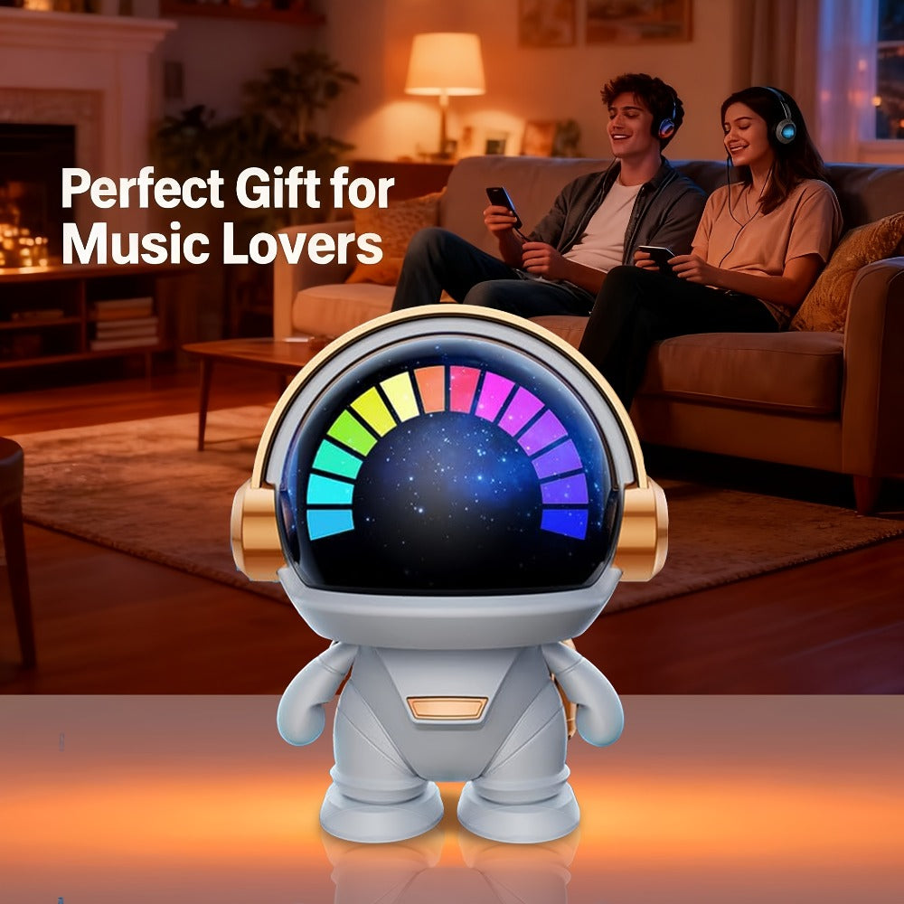 Cute Astronaut Wireless Speaker with LED Light, Portable Bluetooth Mini Speaker with Stereo Sound, USB Rechargeable Desktop Decoration Speaker for Home, Office & Party – Unique Birthday Gift for Kids, Teens & Adults