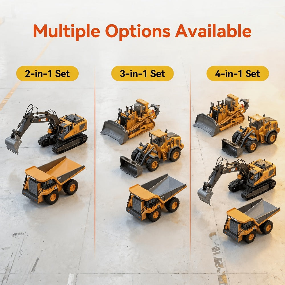 RC Construction Vehicle Set, 11-Channel 2.4GHz 2-in-1 & 4-in-1