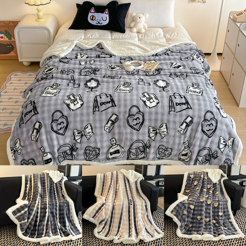 400-450gsm Heavyweight Flannel Blanket – Thick Warm Woven Throw for Bed, Sofa & Bedroom, Machine Washable, 16 Patterns, 4 Sizes