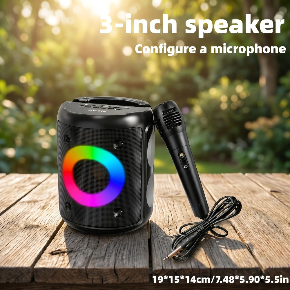 HY-3317 Party Speaker with Disco Lights & Microphone – Large Portable Subwoofer Outdoor Wireless Speaker, TWS Surround Sound, TF Card, AUX, MIC Input, for Parties, Karaoke & Events