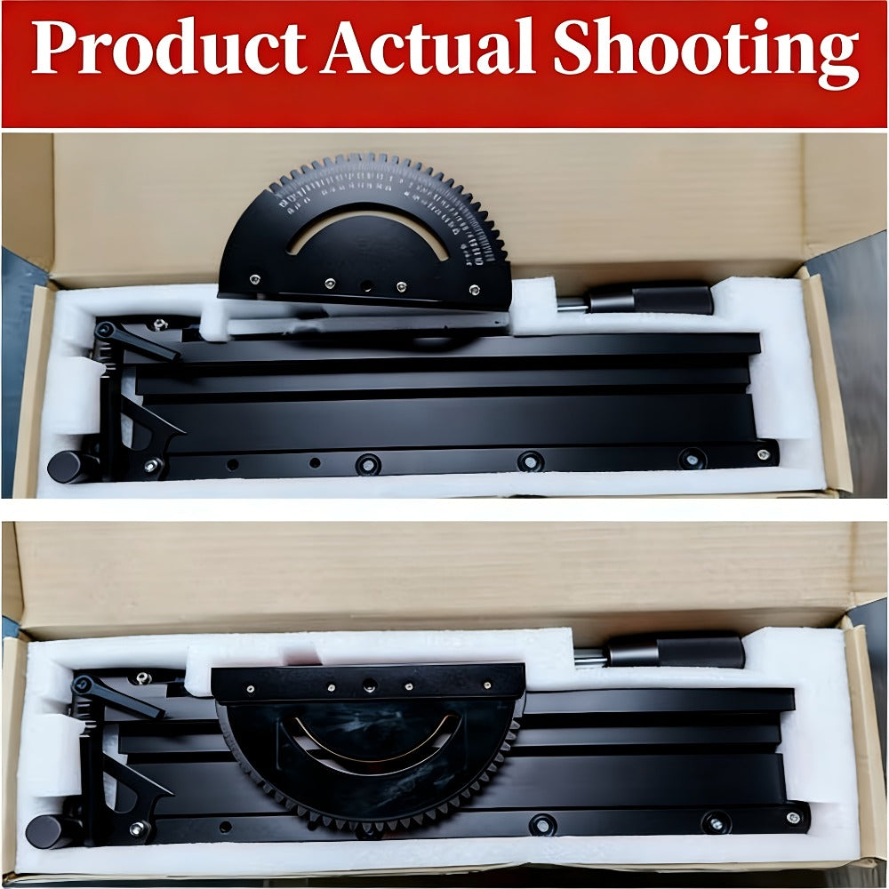 400mm Woodworking Angle Gauge with Adjustable Fence & Guide Rail – Precision Miter Measuring Tool Compatible with 30mm & 45mm T-Track for Table Saw Router
