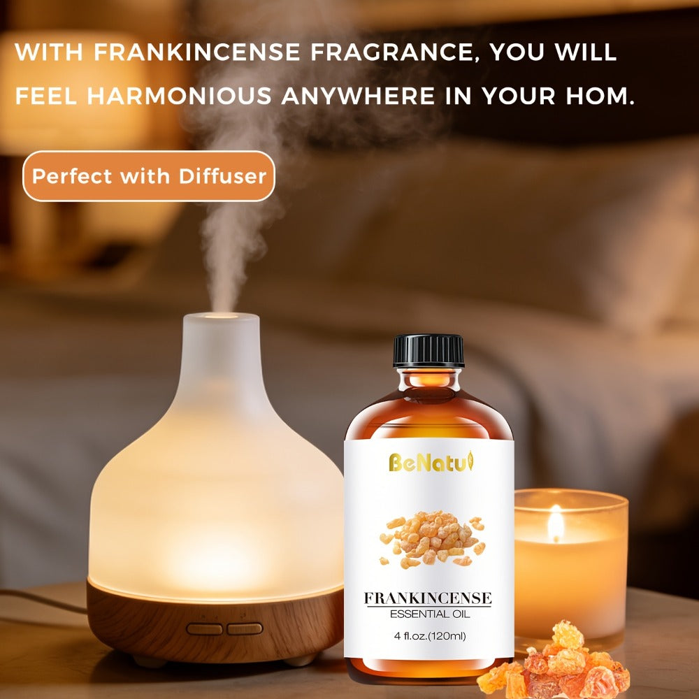Pure Essential Oil Set 4.06 oz — Frankincense, Lemon, Lemongrass & Rosemary Oils for Massage, Bath, Hair, Skin & Nail Care, Aromatherapy Gift for Women, Mother's Day & Birthday Gift
