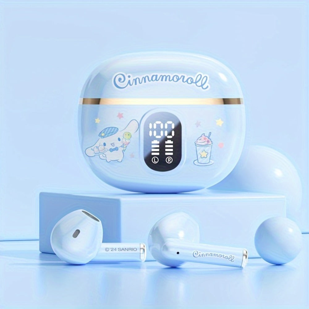 Sanrio Hello Kitty Kuromi Cinnamoroll Bluetooth Earbuds Cute Wireless Earphones 3 Styles Power Display Gaming Earbuds Easy to Carry for Daily Exercise Study Outdoor Holiday Birthday Gift
