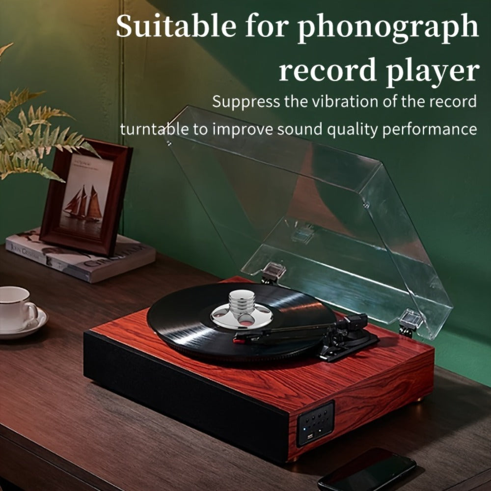 Vinyl Record Weight Stabilizer LP Clamp for Turntables | Metal Disc Stabilizer, Reduces Vibration & Noise, Polished Stainless Steel, Compatible with Most Turntable Models – YYAUDIO