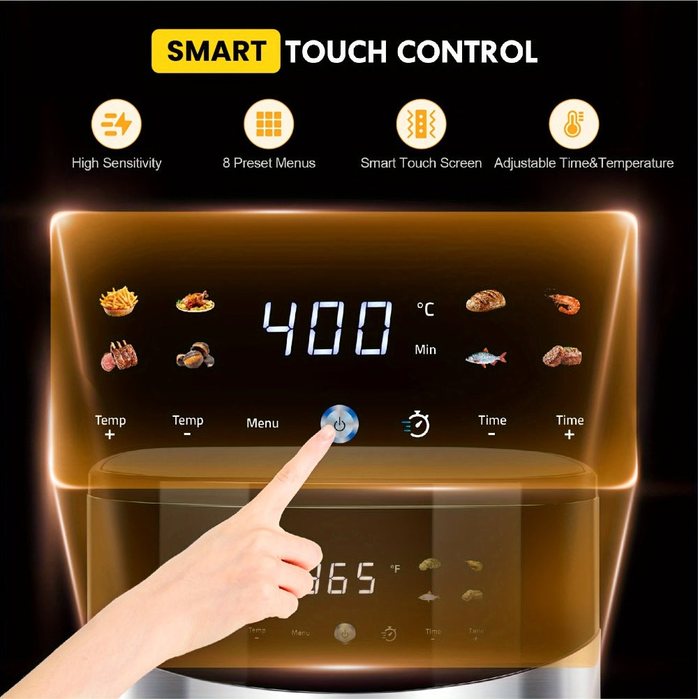 Air Fryer Smart Touch Screen – 2.8QT & 6.5QT with Color Icons, Viewable Window, 8 Preset Recipes & Manual Adjustments, Dishwasher-Safe Basket for Family Meals & Party Cooking