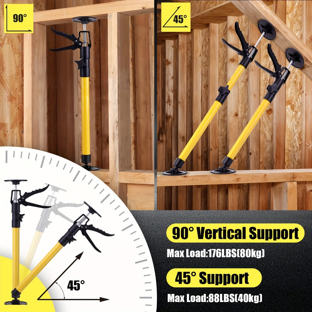 Telescopic Support Rods 2-Pack Third Hand Support System – 11.8–45.3 Inch Adjustable Steel Props, 88 lb Load Capacity, Thickened Base, for Drywall, Cabinet, Panel & Ceiling Installation