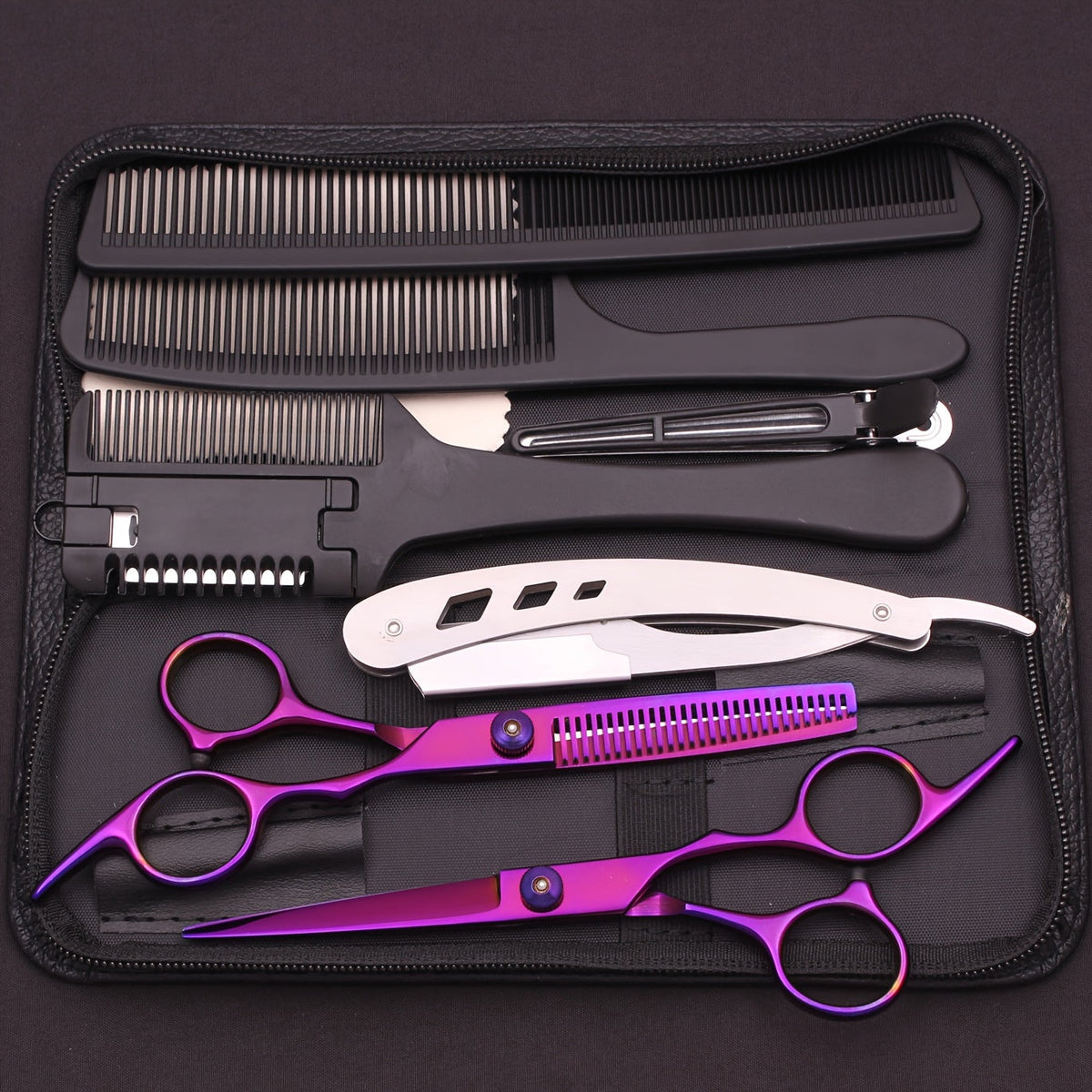 Professional Hair Cutting Scissors & Thinning Shears Set 6.0 Inch - 4CR Stainless Steel 62HRC, 20-30% Thinning Rate, Hairdressing Comb & Razor Included, Salon & Home Use for Stylists