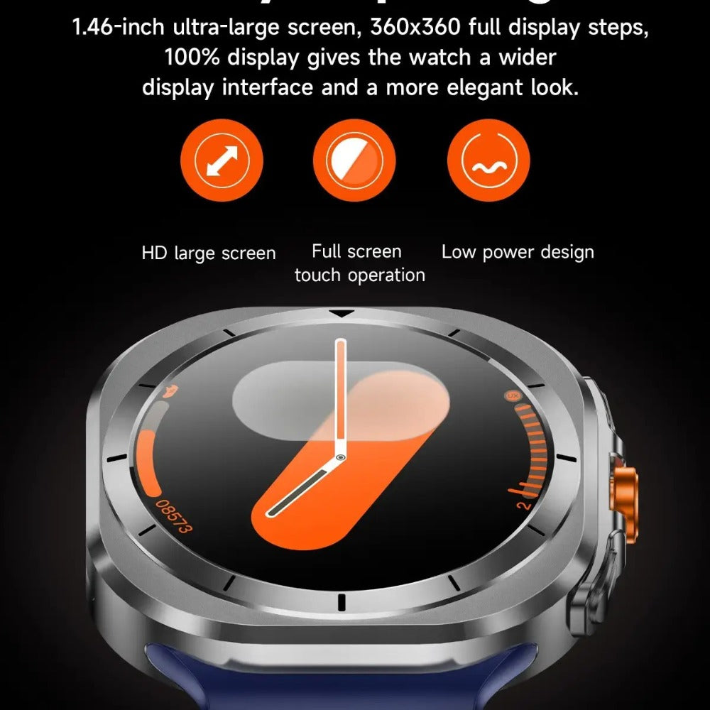 SIM Card Smartwatch Voice Assistant 100 Sport Modes – Big Screen Wireless Calling Fitness Tracker Wireless Charger 2 Straps Customizable Watch Faces Orange Black White Blue Gift