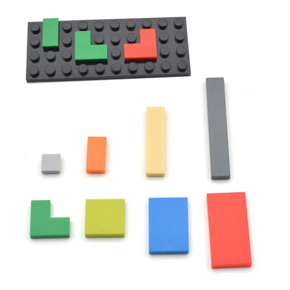 Bulk Smooth Flat Tile Building Blocks, Approx. 150 Pieces, 1x1 1x2 & 1x6