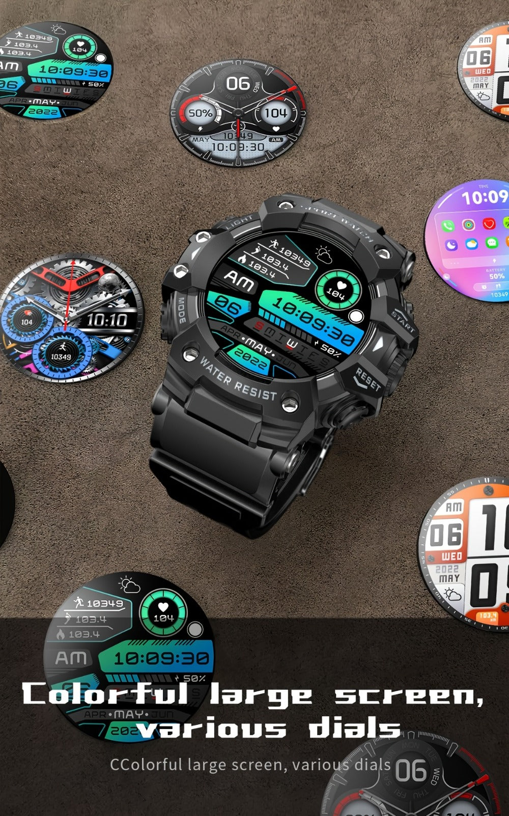 Tactical Smartwatch for Men, LED Flashlight & SOS Emergency, 1.32" TFT Screen, Bluetooth Calling, 100+ Sport Modes, Heart Rate SpO2 Sleep Tracker, Camouflage & Matte Colors – iPhone & Android Compatible