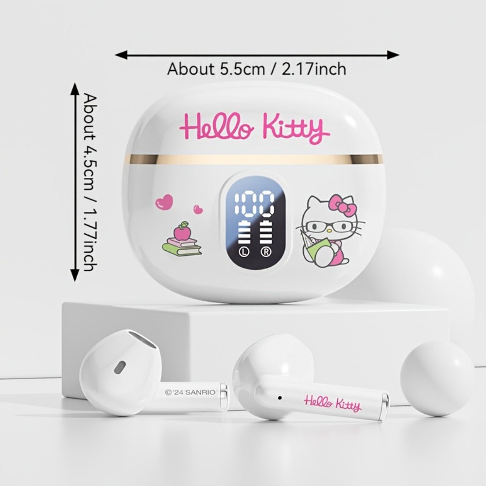 Sanrio Hello Kitty Kuromi Cinnamoroll Bluetooth Earbuds Cute Wireless Earphones 3 Styles Power Display Gaming Earbuds Easy to Carry for Daily Exercise Study Outdoor Holiday Birthday Gift