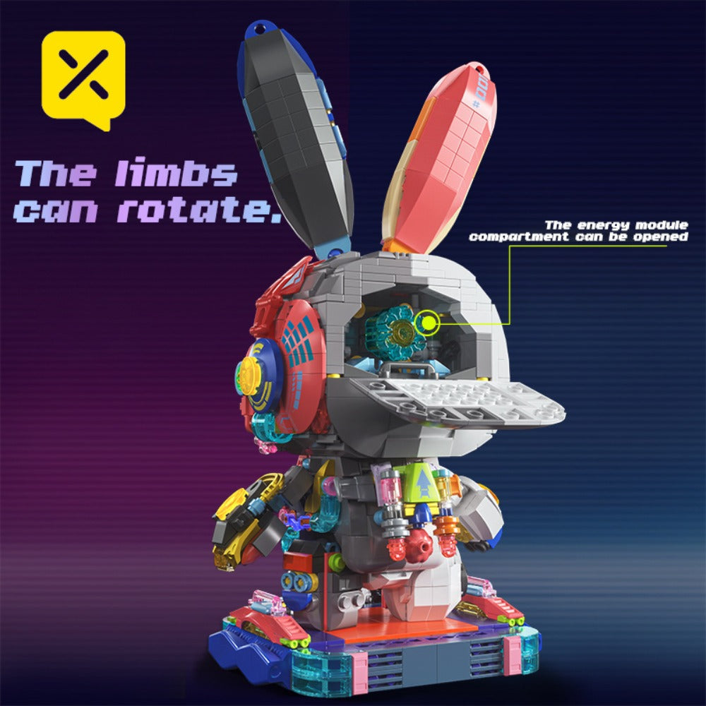 Mechanical Rabbit Building Block Display Model, Pink Punk Style