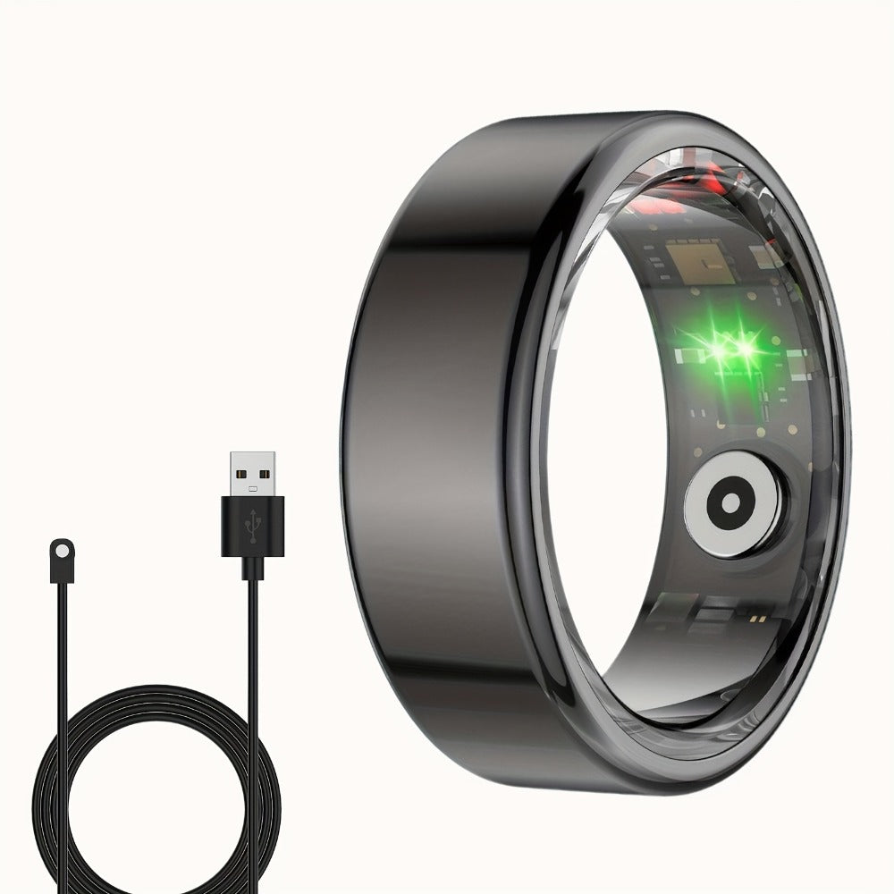 Smart Ring Fitness Tracker with Charging Case – Sleep Tracker Step Counter Distance Monitor for Women & Men | Sizes 7-13 | Black Silver Gold | iPhone & Android | USB Rechargeable | Health Gift