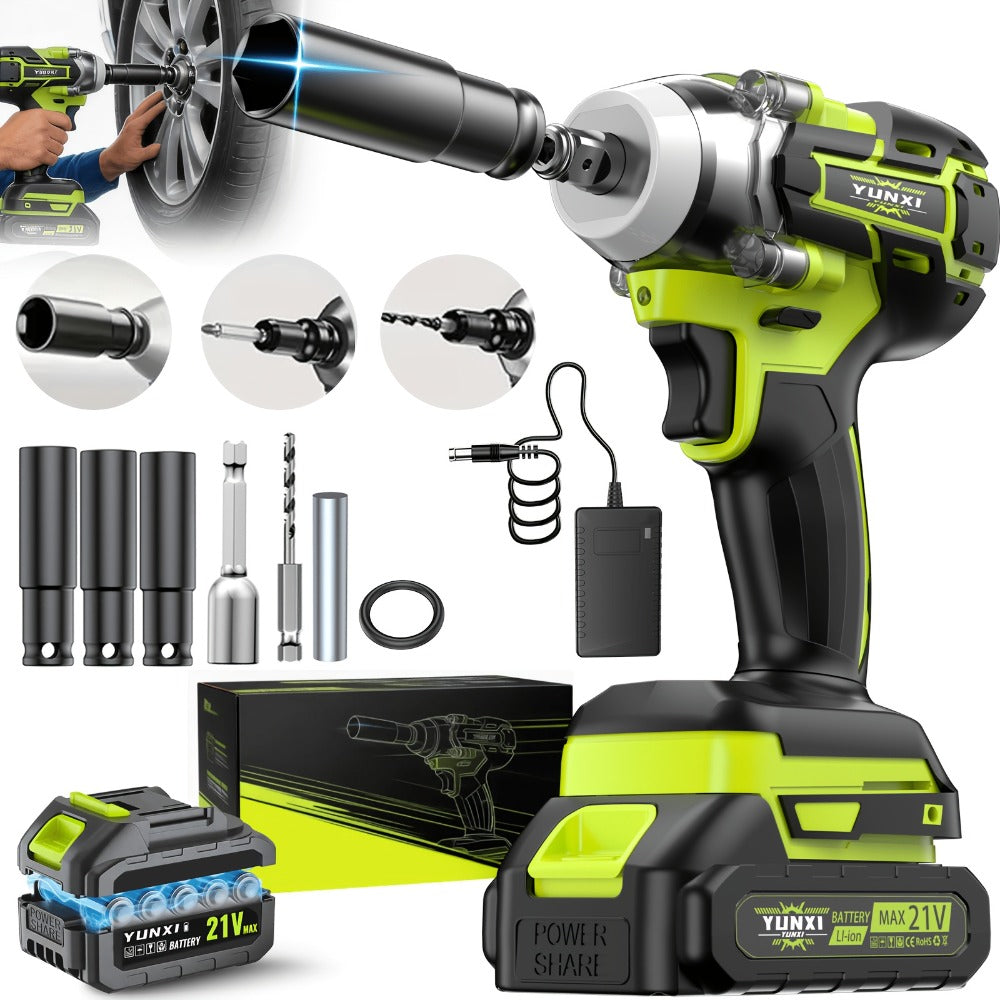 Cordless Impact Wrench Brushless Motor 3-in-1 High Torque – Rechargeable Battery, Lightweight Design, Variable Speed, for Car Repair, Auto Mechanic, Construction, Workshop & Household Maintenance – Multiple Battery & Accessory Configurations