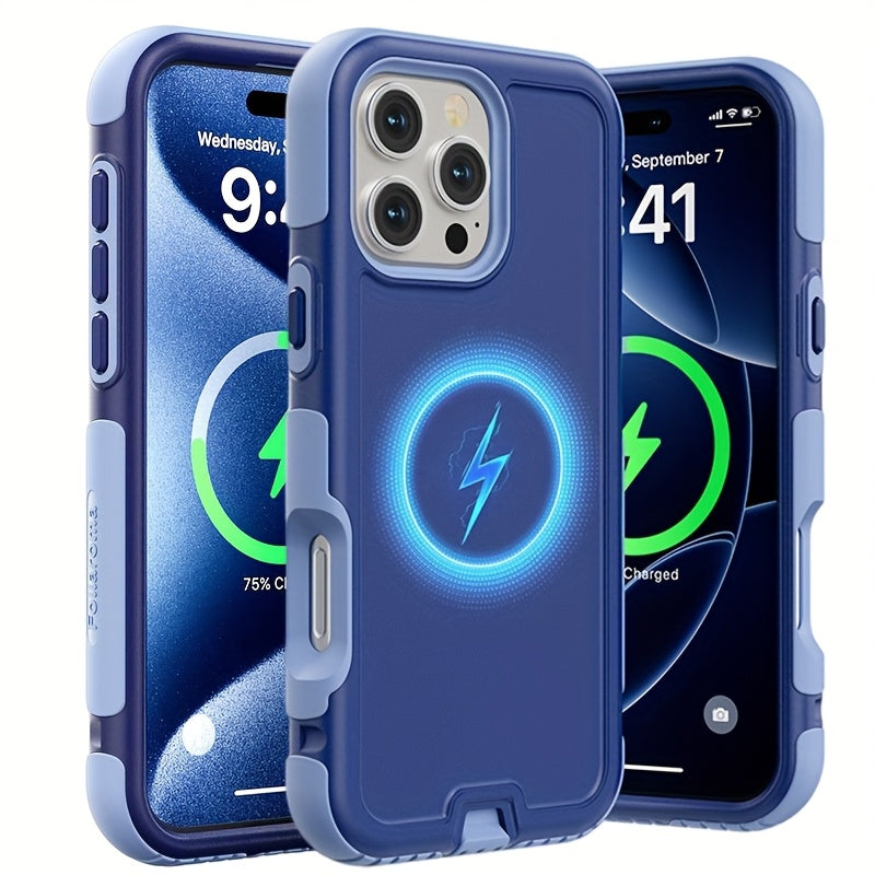 3-Layer Warrior Armor iPhone Case Full Body Shockproof Drop Protection Soft Lining Built-In Dust Plug for iPhone 17 Pro Max 17 Pro 17 Plus 17 16 Pro Max 16 Pro 16 Plus 16 15 Pro Max 15 Pro 15 Plus 15 14 Pro Max 14 Pro 14 Plus 14
