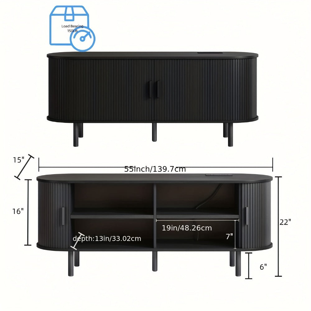 55-Inch TV Stand with Charging Station for Practical Everyday Home Use detail image - detail view 6