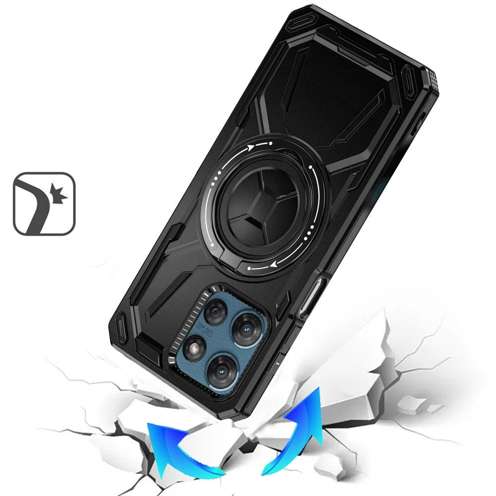 Moto G Power 5G 2025 Case with Tempered Glass Screen Protector & Magnetic Ring Stand 360° Rotatable Kickstand – Shockproof Wireless Charging Compatible Protective Cover for Motorola Moto G Power 5G 2025