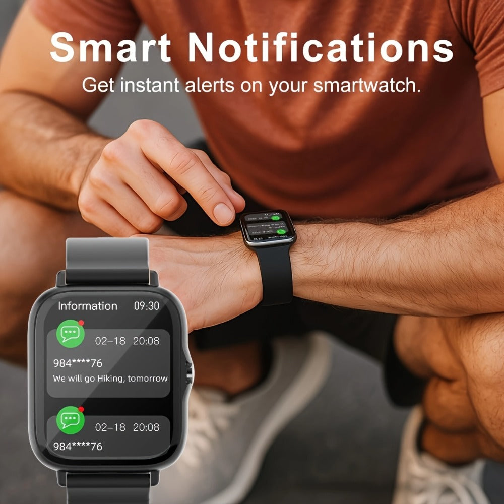 Smart Watch with Remote Photo Control & HD Voice Calling, Large Screen Unisex Smartwatch, Message Notifications, Multiple Sport Modes, Heart Rate Sleep Tracker, Compatible with iPhone & Android – Black Pink Silver Gold 5 Colors