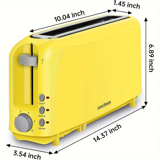 Slim 2-Slice Toaster, 750W with 6 Shade Settings, Reheat & Defrost