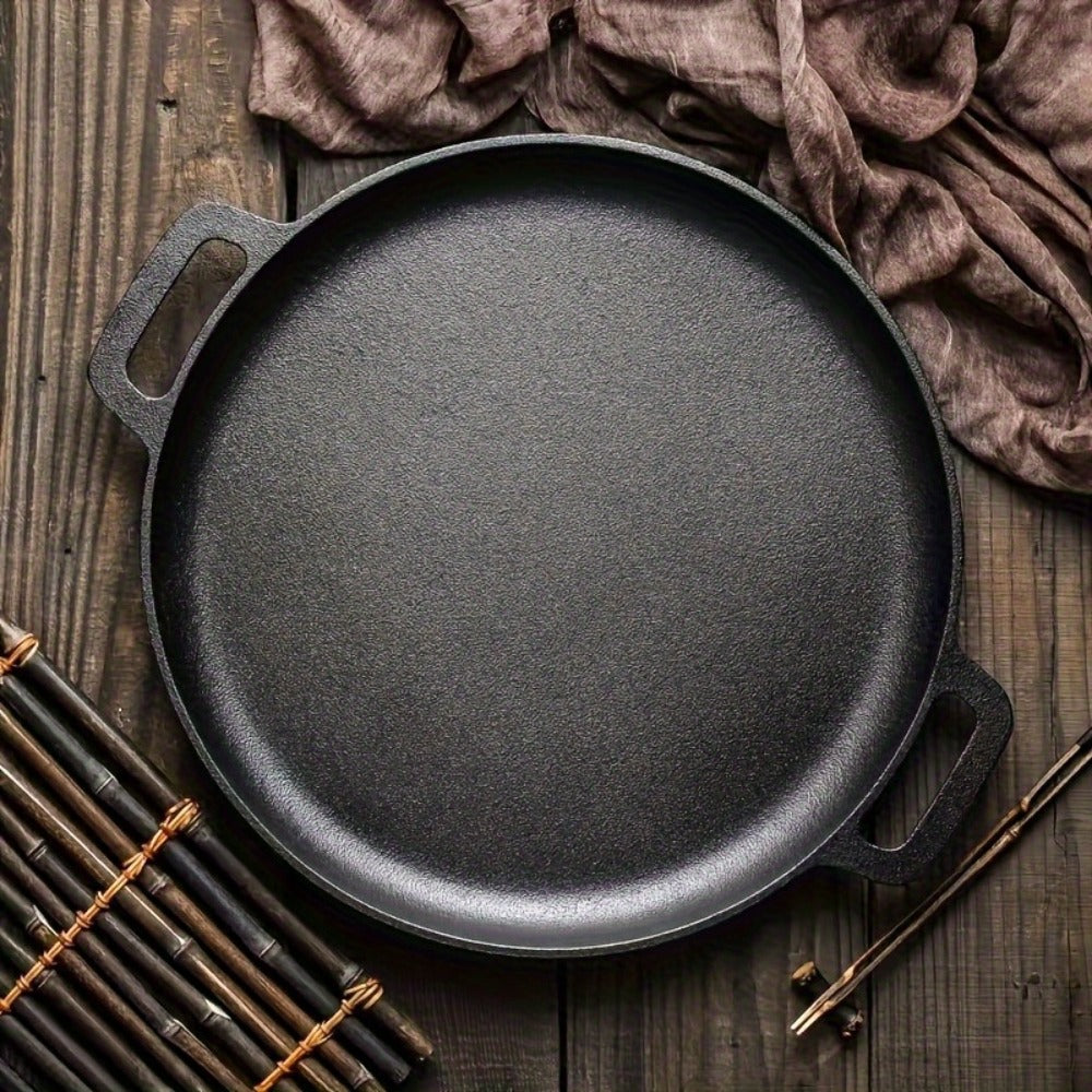 Pre-Seasoned Cast Iron Pan Set - Non-Stick Multifunctional Skillet for Pizza Home Kitchen Outdoor Cooking, Even Heating Compatible with All Stoves, 1/2/3 Piece Options