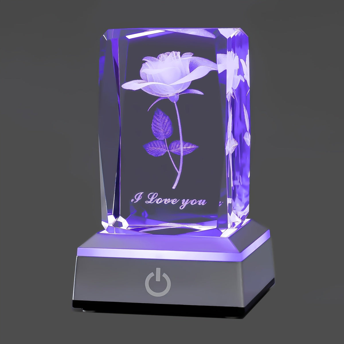 Rose Crystal LED Night Light – Colorful Floral LED Sign Lamp, Romantic Desk Light for Bedroom Vanity, Unique Gift for Girlfriend Wife Mom on Women's Day Anniversary Birthday (4 Styles)