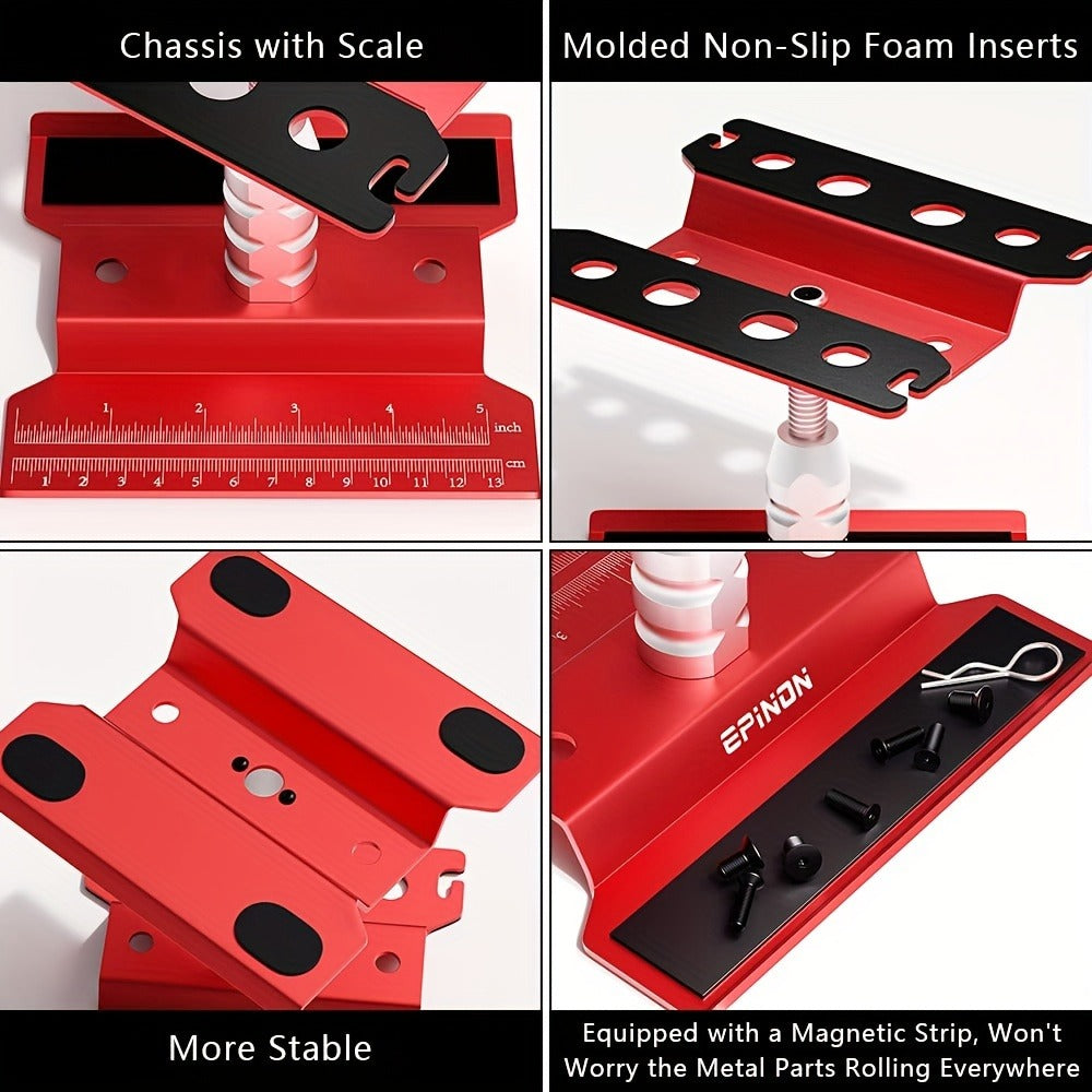 EPINON RC Car Maintenance Stand Tool Kit, 360° Rotating Work Stand with 520 Pc Screw Set