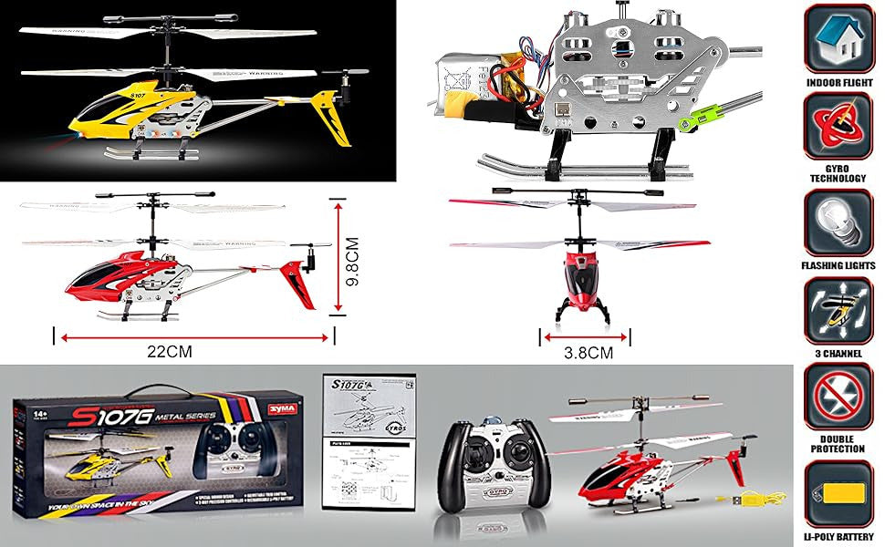 Syma S107G RC Mini Helicopter, 3.5 Channel Gyro Indoor Helicopter, USB Rechargeable