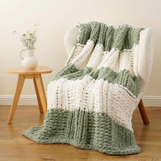 Chenille Cable Knit Throw Blanket, 50 x 60 Inches in 14 Colors