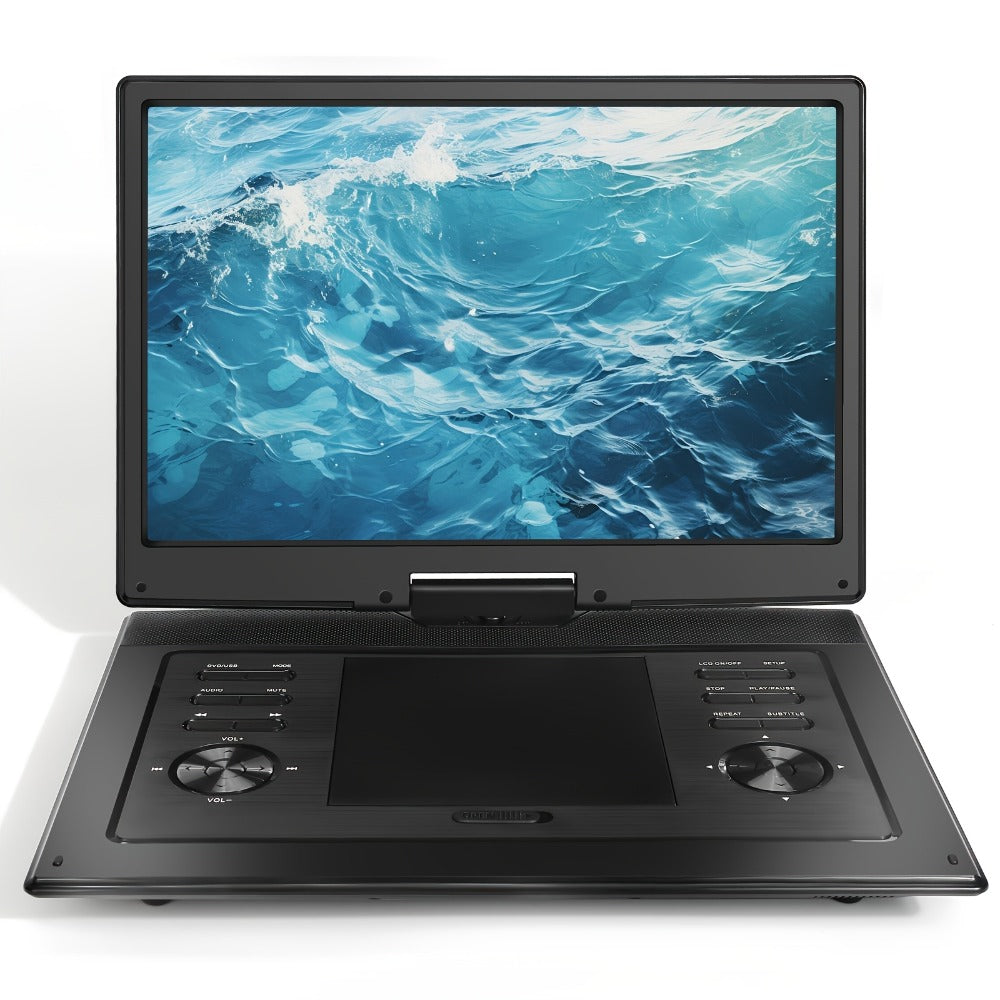 Large Screen Portable DVD Player 15.6 Inch 1280x800 HD, 270° Swivel Display, Region Free, Remote Control, Dual Speakers, USB SD Card Support, 4-6 Hour Rechargeable Battery for Car Home Travel