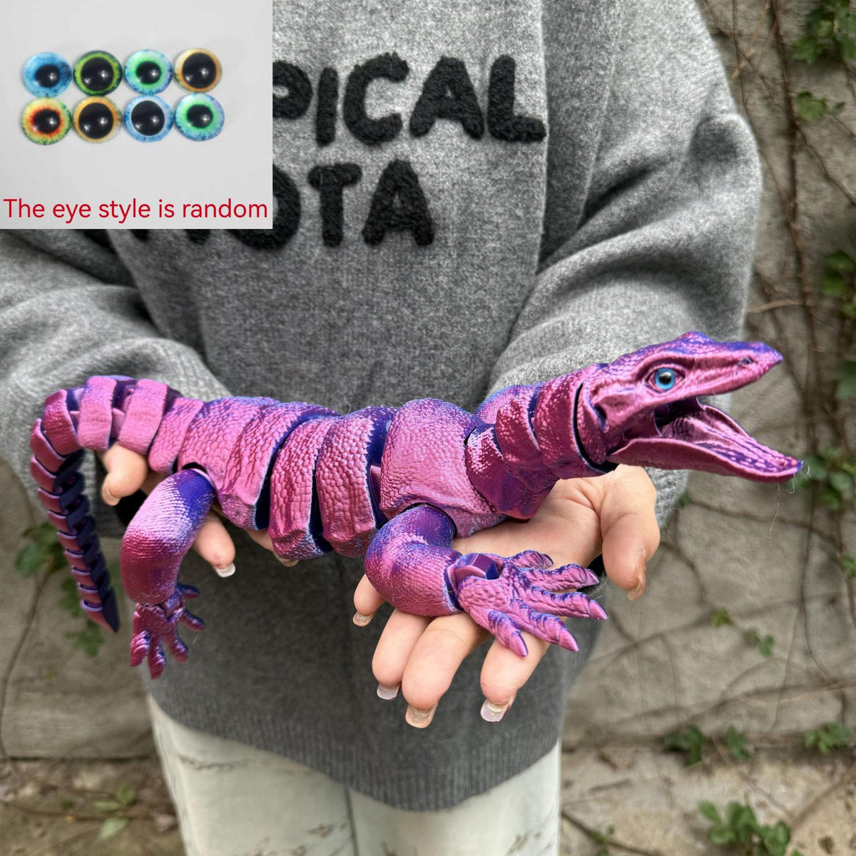 Giant Lizard Figurine 21 Inch 3D Printed – Realistic Reptile Animal Model Openable Mouth Easy 3-Part Assembly 7 Color Styles, Desk Decor Unique Gift for Kids Adults Reptile Lovers