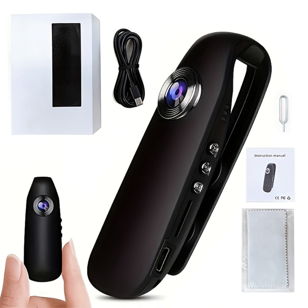 Wearable Body Camera 1080P HD 128GB TF Card Support Hands-Free Mini Action Cam with Image Stabilization for Security Biking Evidence Collection Adventure Recording Smartphone Compatible Holiday Gift