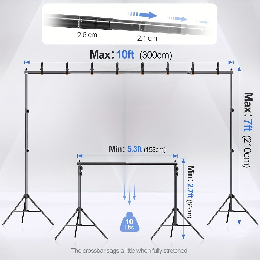 Balloon Projector Backdrop Stand 10x7Ft Adjustable with Carrying Bag, Background Support System for Photography, Events, Weddings, Party Decoration & Projector Display