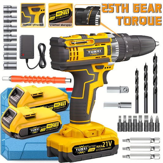 Cordless Impact Drill Set, 21V with Multiple Kit Options for Home Repair and DIY