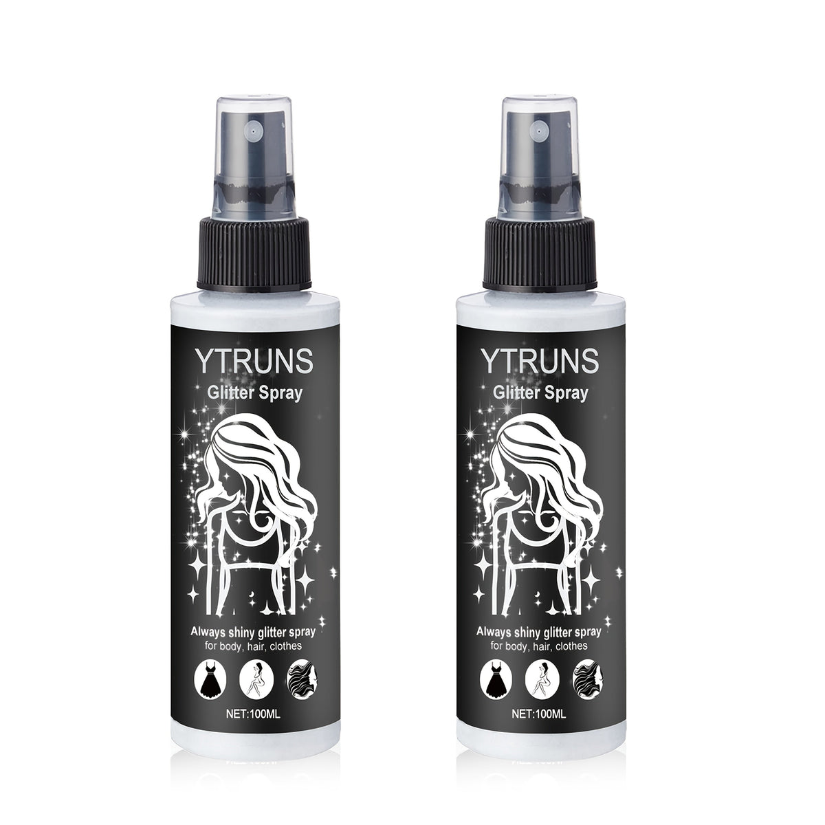Glitter Spray for Hair & Body Quick Dry Shimmer Spray – High-Gloss Body Glitter for Face Lips Eyes Skin Festival Rave Party Photoshoot Everyday Glam Set 2pc & 3pc Options Women Teens