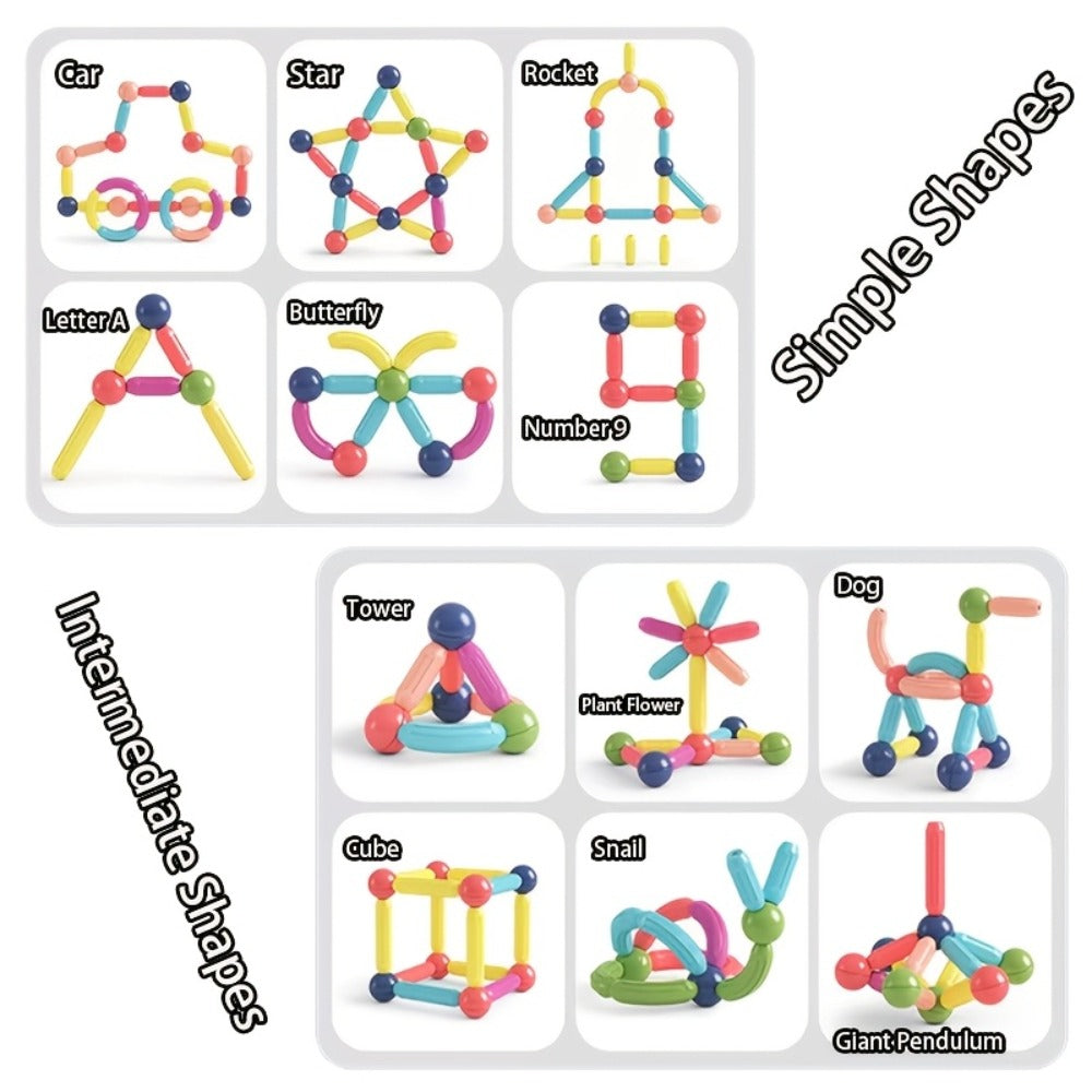 Magnetic Building Sticks Set, 62 Pcs 3D Magnetic Sticks and Balls for Kids Ages 3+