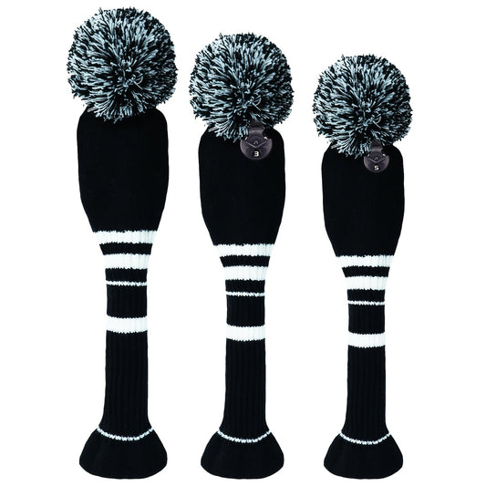 Knitted Golf Club Head Covers, 3-Piece Set for Driver and Fairway Woods